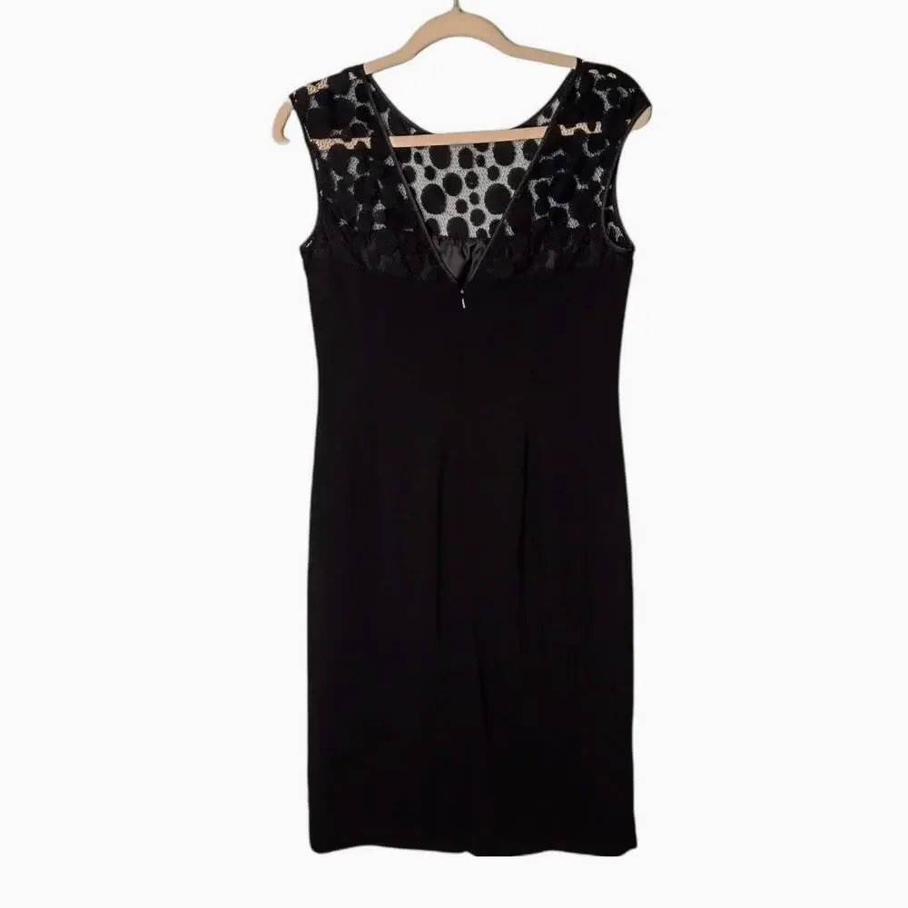 EVAN-PICONE Womens Sz‎ 4 Black Dress Knee Length Lined Lace Sleeveless Zipper